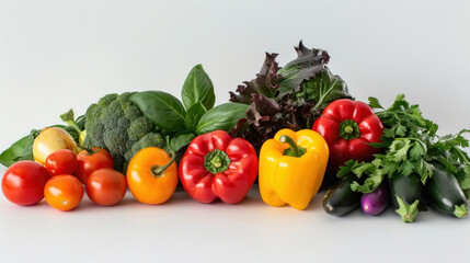 Fresh vegetables on white background