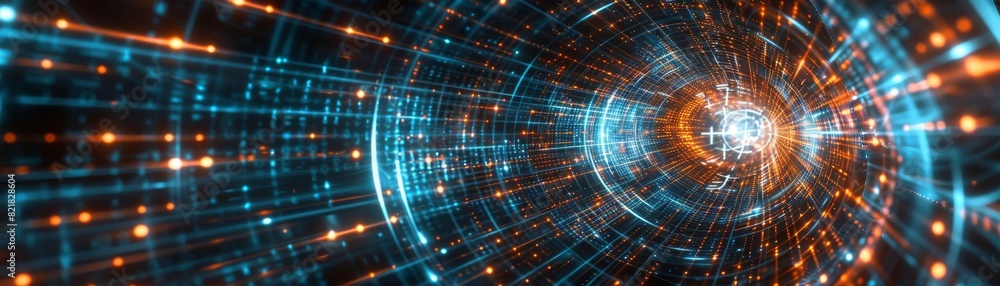 Poster business concept of a big data digital line wave with an abstract technology background