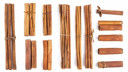 Cinnamon sticks on a white background, isolated