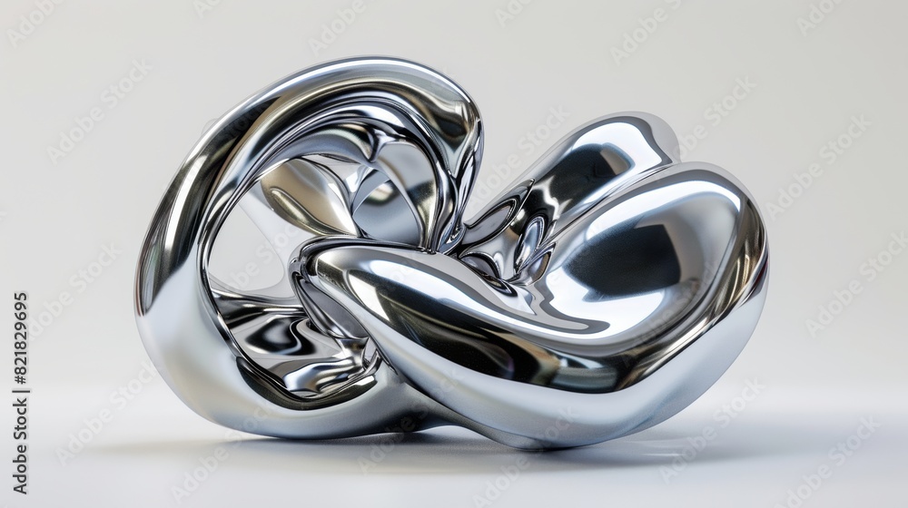 Poster chrome metal cybersigil shape with an abstract liquid mercury metallic background. 3d rendering alum