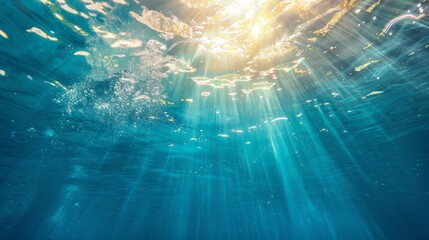 Using Stock AI, an underwater sea in blue sunlight can be seen - Powered by Adobe
