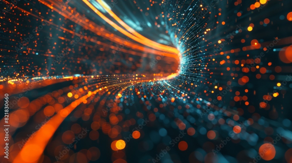 Aufkleber abstract background technology with fiber optic network connections. hyper-fast broadband for global