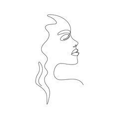 New minimal woman face, Continuous one line drawing of woman face. beauty concept. One line face Female, portrait black white artwork outline vector