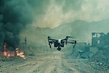 high tech drone flying