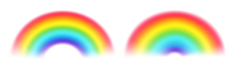 Colorful bright rainbows. Mesh gradient over transparent background