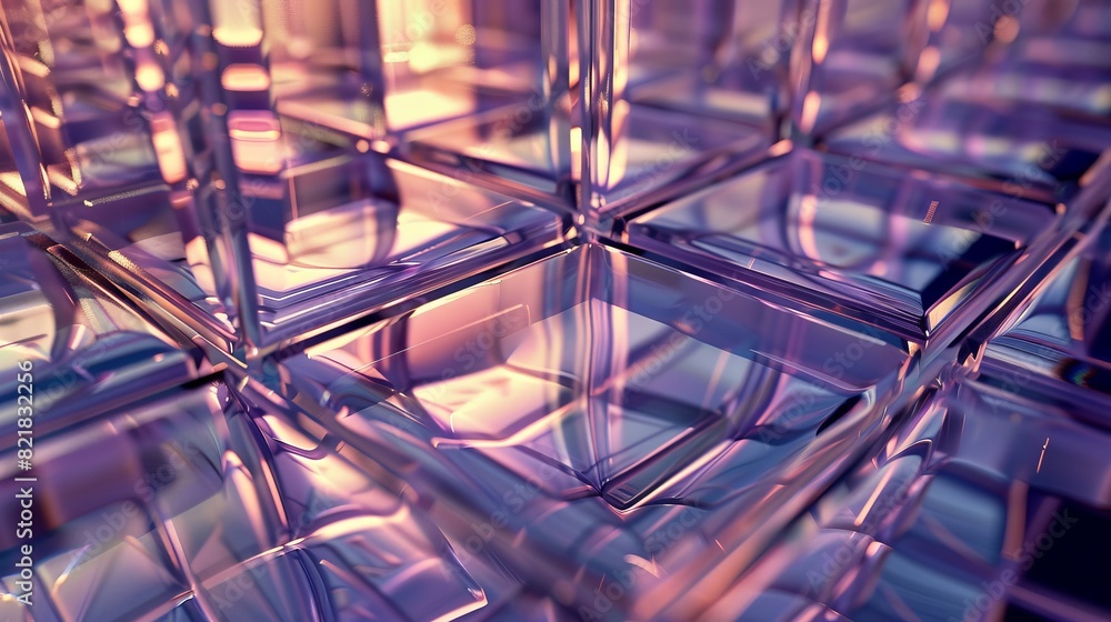 Poster the scene consists of an abstract 3d render, rotating glass blocks, and a 4k seamless loop