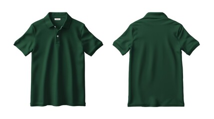 Mockup of the front and back of a dark green polo shirt, cut out
