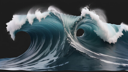 Photoreal dark ocean high waves background for web banner or backdrop Hyper realistic painting
