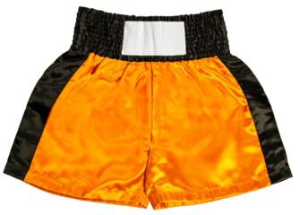 Orange Muay Thai shorts isolated on white background, Boxing sports shorts, Muay Thai shorts on White PNG File.