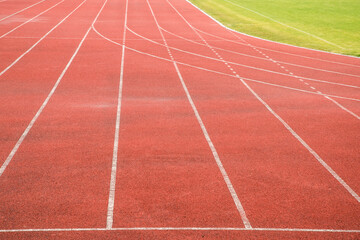 Track and field lines of running track in stadium