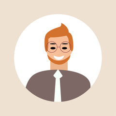Vector illustration. Color avatar, user profile, person icon, profile picture. A person with facial features. Suitable for social media profiles, icons, screensavers and as a template.