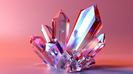 Iridescent iridescent shape, colored crystal, 3D rendering