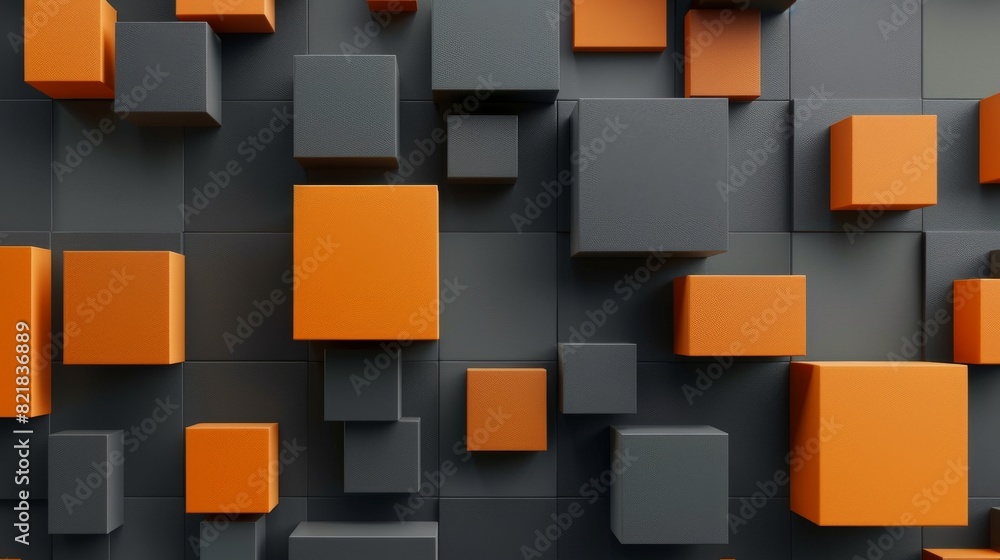 Poster the abstract geometric blocks are rendered in 3d on a black background