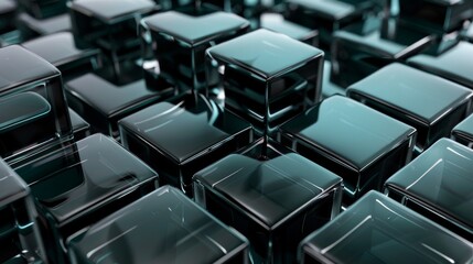 A 4K seamless looped video with abstract animation, 3D renders of rotating glass squares