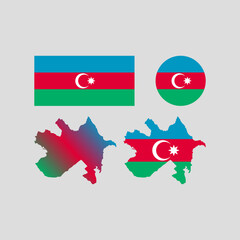 Azerbaijan 1918 national map and flag vectors set....