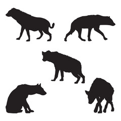 Hyena Silhouette Art Vector Illustration Bundle
