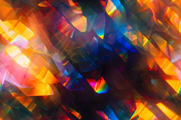 Obraz premium blur colorful warm rainbow crystal light leaks on black background defocused abstract retro film analog effect for using over photos as overlay or screen filter AI