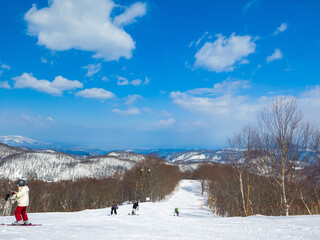 Snow slopes on a sunny day (Madarao Kogen, Nagano, Japan)