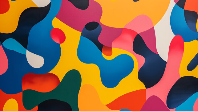 A colorful abstract. the colourful abstract shape wallpaper that has been mix with the primary colours and has become the colourful abstract various shapes that fill in every part of the wallpaper.