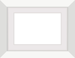 Minimalistic white picture frame isolated on a pure white background, ready for your custom image