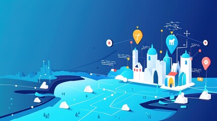 A digital illustration of a smart city. The city is full of skyscrapers, and there are cars and people moving around. The city is also very clean and futuristic.