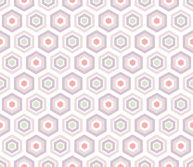 Japanese Pastel Hexagon Vector Seamless Pattern