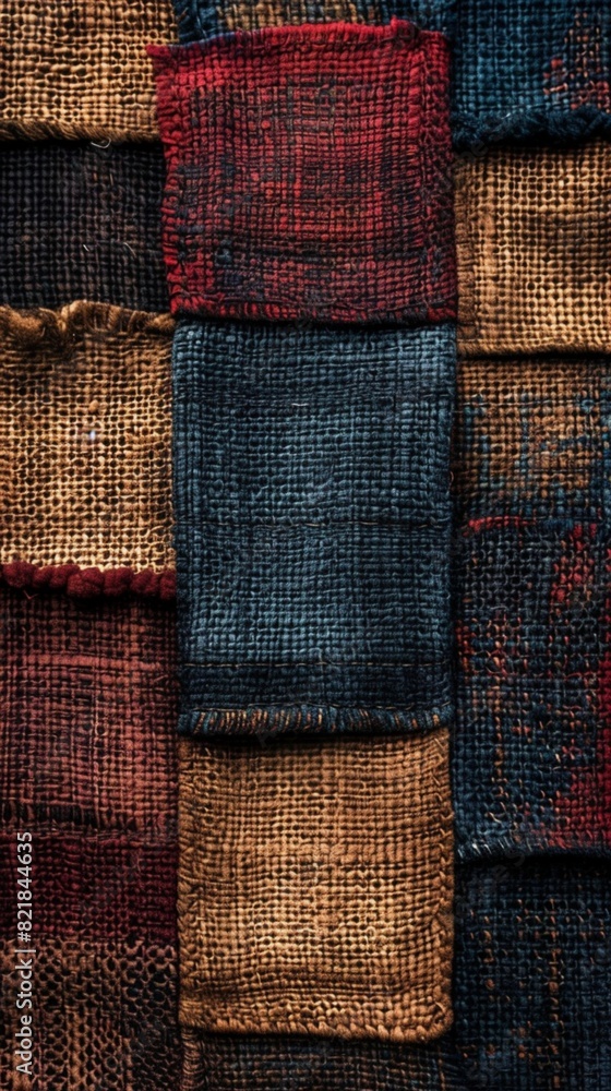 Poster a richly textured textile background resembling woven tweed, with intricate patterns and subtle vari