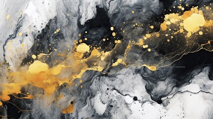 Abstract art paint marble black and gold, luxury wallpaper texture