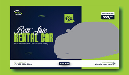 Car rental service ads promotional web banner template design