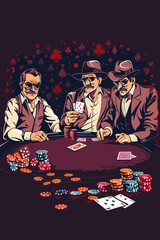 Casino Players Enjoying Chips and Cards, Online Gambling Games