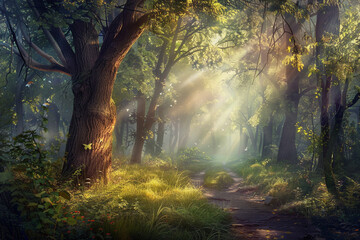 Step into a world of whimsy and imagination in this fairytale forest, where sunlight dances through...