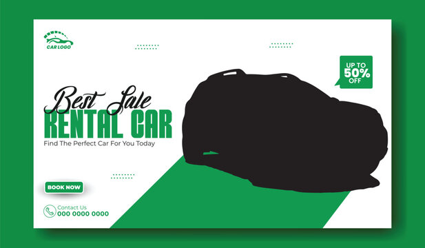Car rental service ads promotional web banner template design