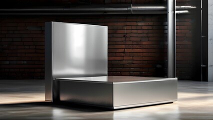 Pedestal for showcasing products in industrial place cool looking exterior with professional atmosphere industry machinery great for dropshipping and sales of any kind with precise lighting