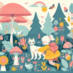 Obraz premium Little Child and Cat Adventure: Heartwarming Storybook for Kids