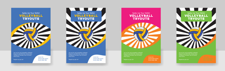Volleyball tournament posters, flyer with volleyball ball - template vector design