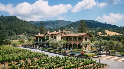 a historic village nestled among vineyard-covered hills, with charming wineries, grapevines, and the romantic atmosphere