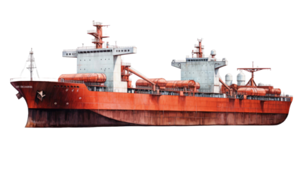  large oil transport ship isolated on transparent background PNG
