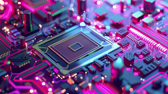 Cybernetic processors in vibrant colors
