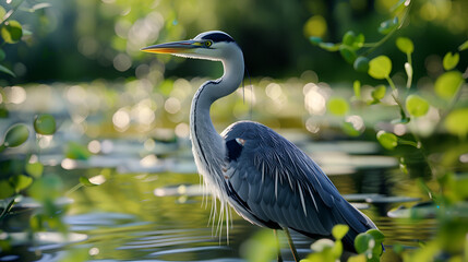 great blue heron ardea cinerea generated by AI technology	