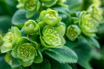 a close up of a bunch of green flowers - Powered by Adobe