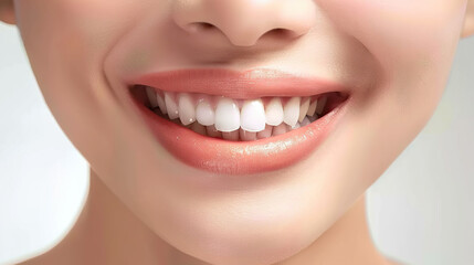 Obraz premium close up of a face with a smile. generative ai