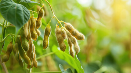 soybean pod at agriculture field