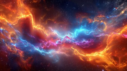 Nebula with Quantum Data Streams A vibrant nebula with streams of quantum data flowing through it, representing the integration of cosmic beauty and cuttingedge technology