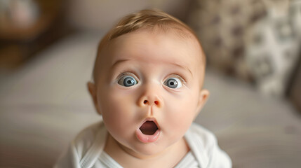 portrait of a funny surprised child