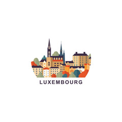 Luxembourg cityscape, vector badge, flat skyline logo, icon. City round emblem idea with landmarks and building silhouettes. Isolated graphic