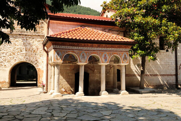 The entranc to the Church St., Saint Archangels Michael and Gabriel in one of the courtyards of the...