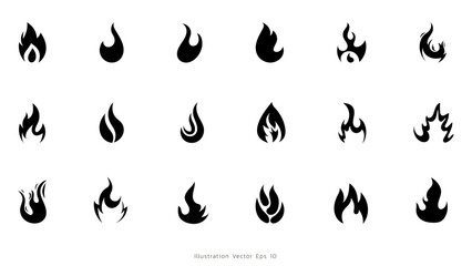 Fire shape vector set,Hand drawn design elements , Flat Modern design, isolated on white background, illustration vector EPS 10