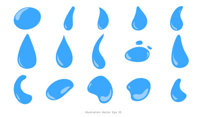 Obraz premium Water drops nature splash elements ,wet droplets of dew shapes isolated on white background , illustration Vector EPS 10