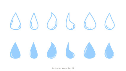 Water drops nature splash elements ,wet droplets of dew shapes isolated on white background , illustration Vector EPS 10