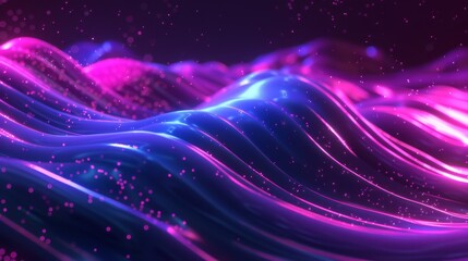 Fototapeta premium Futuristic Abstract Neon Light Waves with Glowing Dots and Luminescent Highlights